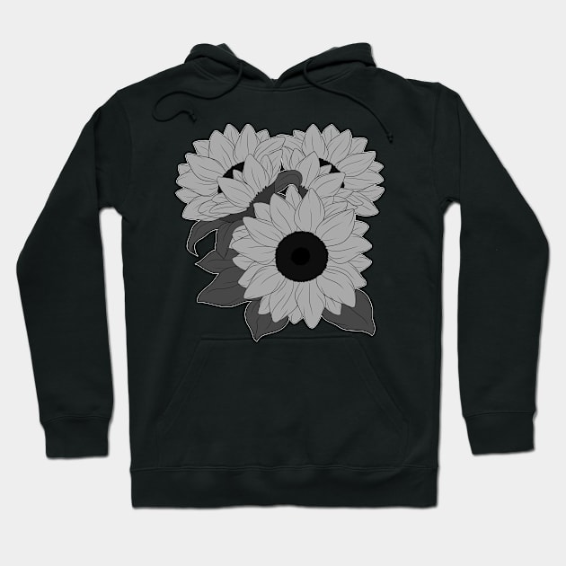 Simple Sunflowers - Grayscale Hoodie by leashonlife